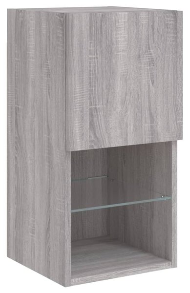 2 db szürke sonoma TV-szekrény LED lámpákkal 30,5x30x60 cm