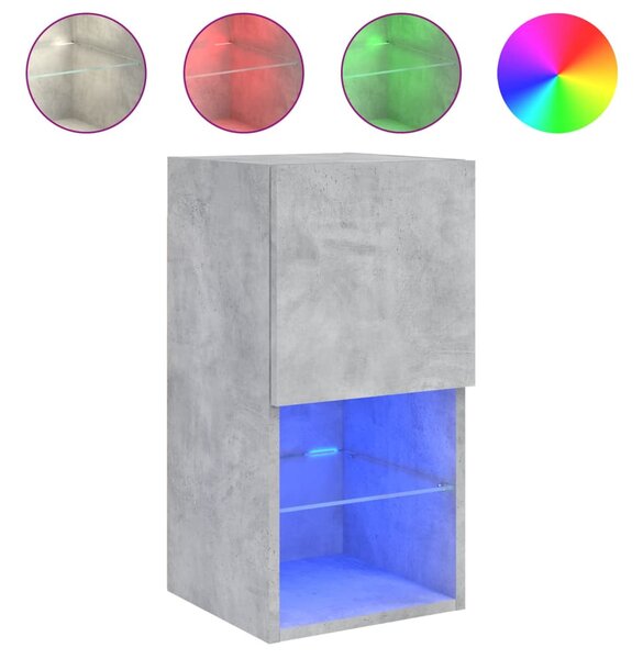 2 db betonszürke TV-szekrény LED-lámpákkal 30,5 x 35 x 40 cm