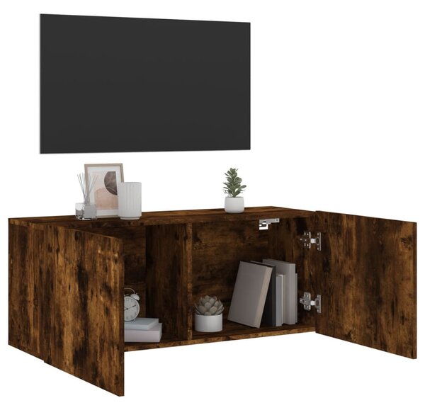 Füstös tölgy színű falra szerelhető TV-szekrény 100x30x41 cm