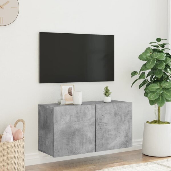 Betonszürke falra szerelhető TV-szekrény 80 x 30 x 41 cm