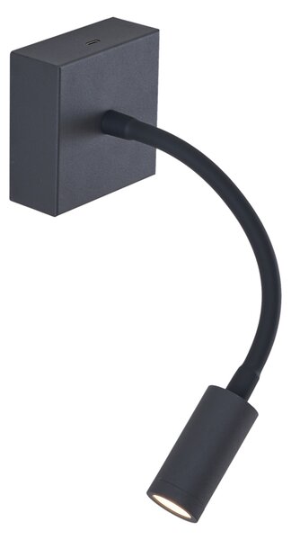 Modern fekete fali lámpa LED-del, dimmelhető, újratölthető - Harper