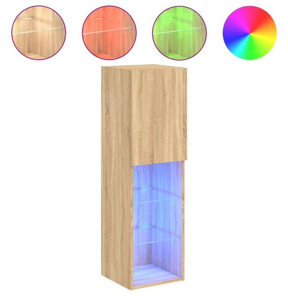 Sonoma tölgy színű TV-szekrény LED-lámpákkal 30,5 x 30 x 102 cm