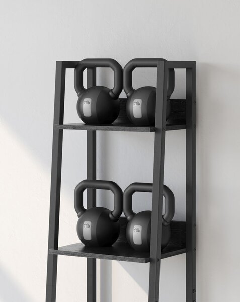 Létra polc, keskeny 5 szintes könyvespolc, fekete 30x34x170cm