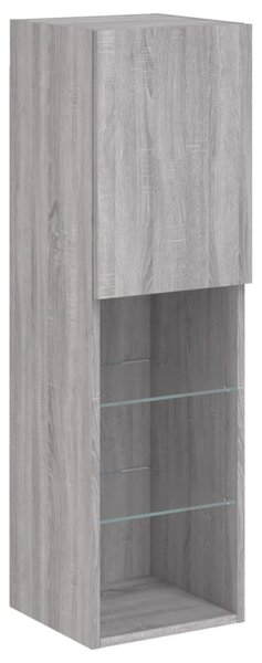 Szürke sonoma színű TV-szekrény LED-lámpákkal 30,5x30x102 cm