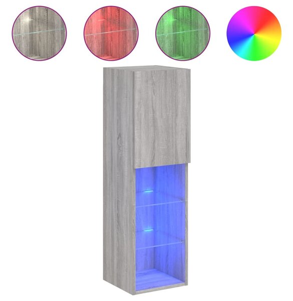 Szürke sonoma színű TV-szekrény LED-lámpákkal 30,5x30x102 cm