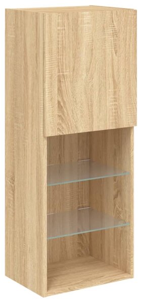 Sonoma tölgy színű TV-szekrény LED lámpákkal 40,5 x 30 x 102 cm