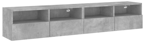2 db betonszürke szerelt fa fali TV-szekrény 80 x 30 x 30 cm