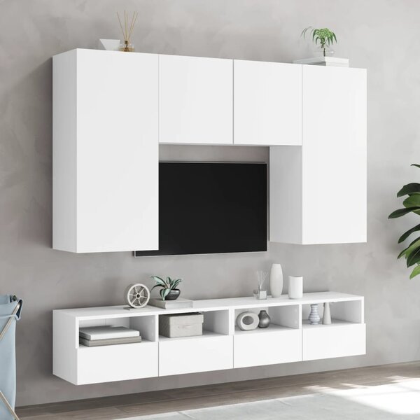 Fehér szerelt fa fali TV-szekrény 80 x 30 x 30 cm
