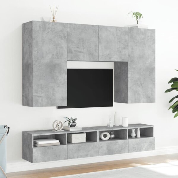 2 db betonszürke szerelt fa fali TV-szekrény 80 x 30 x 30 cm