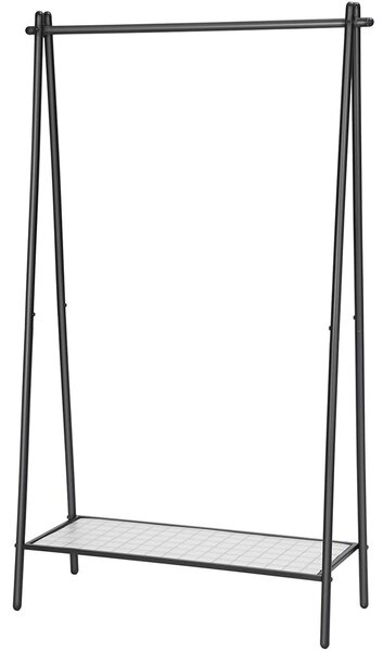 Ruhaállvány alsó polccal, fekete 92x33x153cm