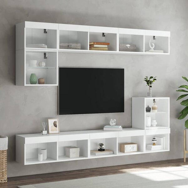 Fehér TV-szekrény LED-világítással 80 x 30 x 30 cm