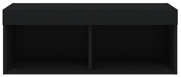 Fekete TV-szekrény LED-világítással 80 x 30 x 30 cm