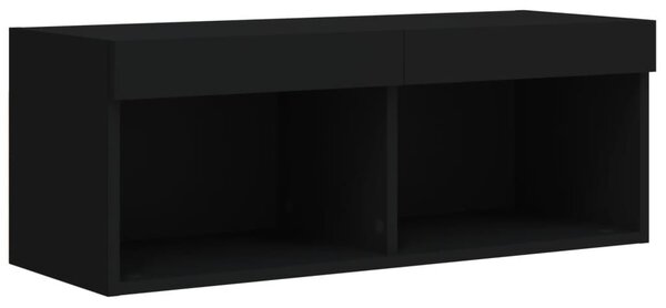 Fekete TV-szekrény LED-világítással 80 x 30 x 30 cm