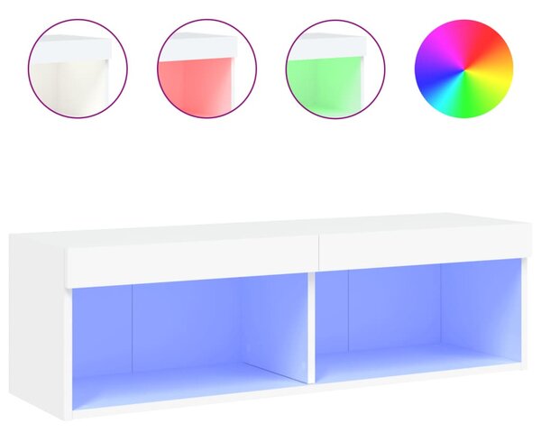 Fehér TV-szekrény LED-világítással 100 x 30 x 30 cm