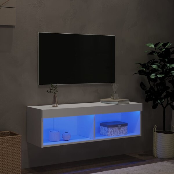 Fehér TV-szekrény LED-világítással 100 x 30 x 30 cm