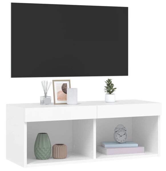 Fehér TV-szekrény LED-világítással 80 x 30 x 30 cm