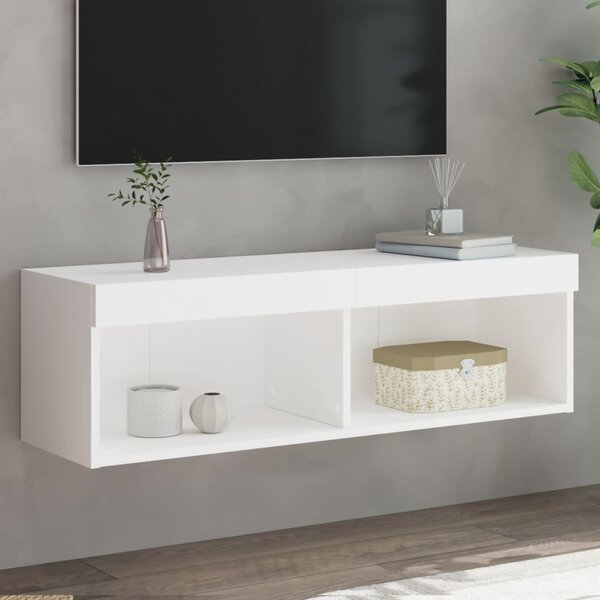 Fehér TV-szekrény LED-világítással 100 x 30 x 30 cm