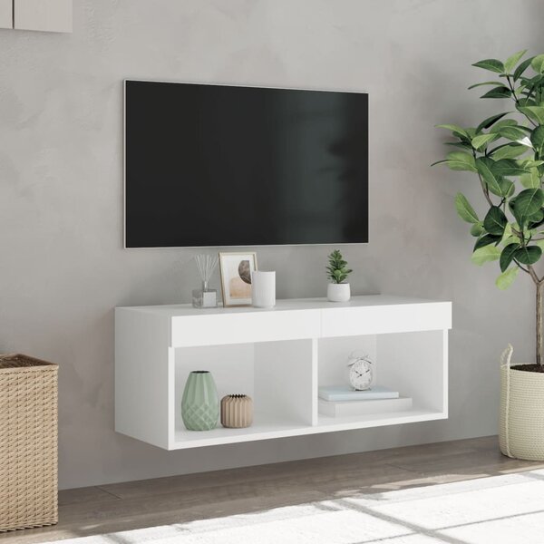 Fehér TV-szekrény LED-világítással 80 x 30 x 30 cm