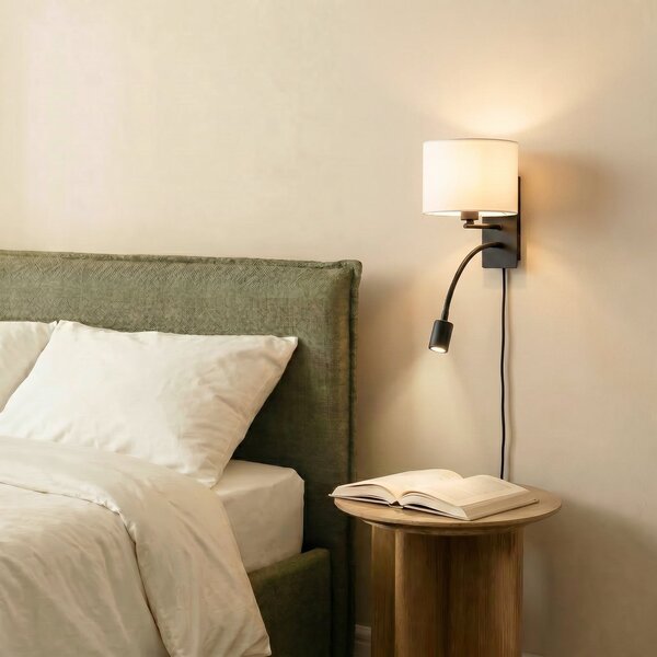 Fali Lámpa Lindby, Florens, dimmable, Fehér, Nappali, Szövet / Textília, Modern