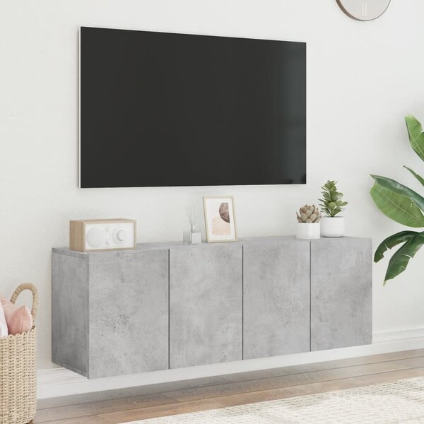 2 db betonszürke falra szerelhető TV-szekrény 60 x 30 x 41 cm