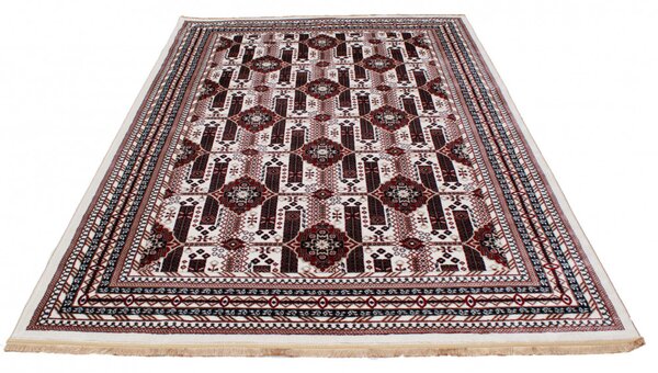 Gépi perzsa szőnyeg bézs Afghan 140x200 klasszikus nappali vagy hálószoba szőnyeg