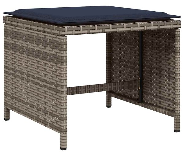 VidaXL 15 db szürke polyrattan kerti étkezőgarnitúra párnákkal