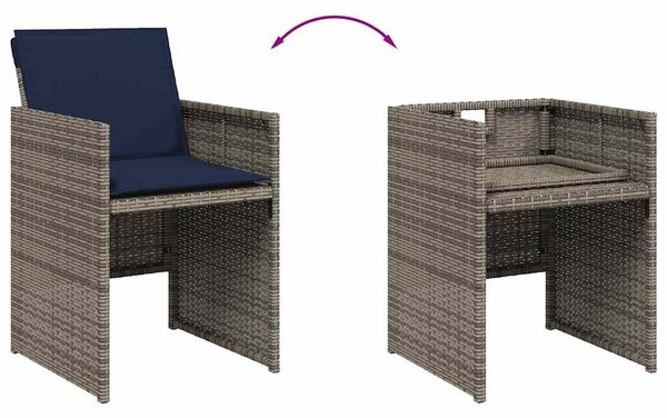 VidaXL 15 db szürke polyrattan kerti étkezőgarnitúra párnákkal