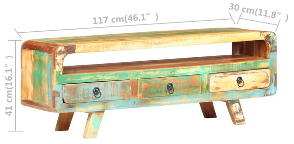 Tömör újrahasznosított fa TV-szekrény 117 x 30 x 41 cm