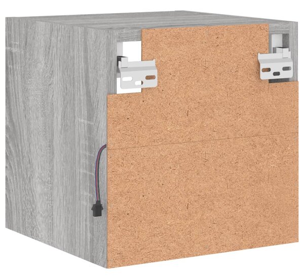 Szürke sonoma színű fali TV-szekrény LED-ekkel 30x28,5x30 cm