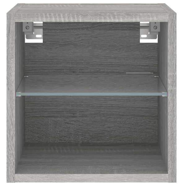 Szürke sonoma színű fali TV-szekrény LED-ekkel 30x28,5x30 cm