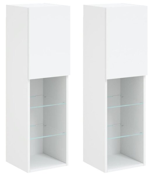 2 db fehér TV-szekrény LED-világítással 30,5 x 30 x 102 cm