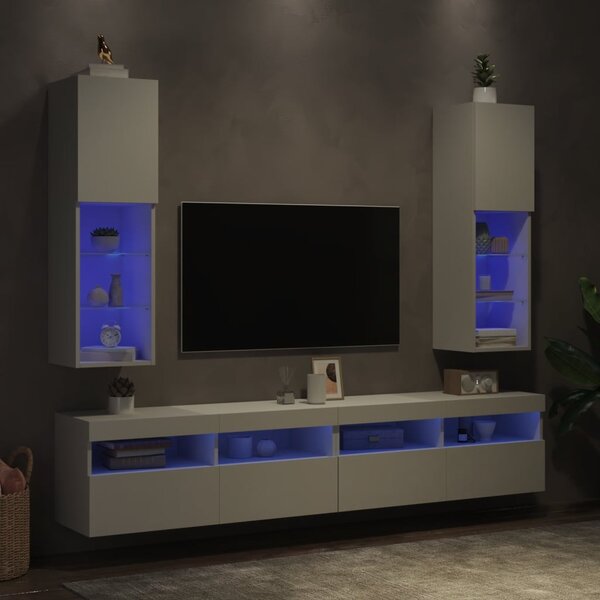 2 db fehér TV-szekrény LED-világítással 30,5 x 30 x 102 cm
