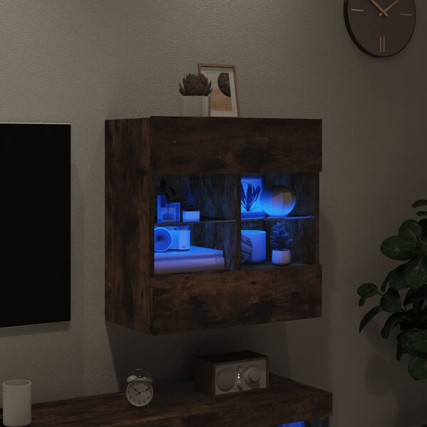 Füstös tölgy színű fali TV-szekrény LED-ekkel 58,5x30x60,5 cm