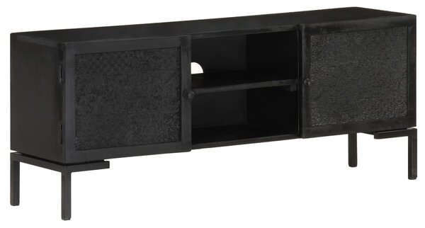 Fekete tömör mangófa TV-szekrény 115 x 30 x 46 cm