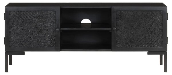 Fekete tömör mangófa TV-szekrény 115 x 30 x 46 cm
