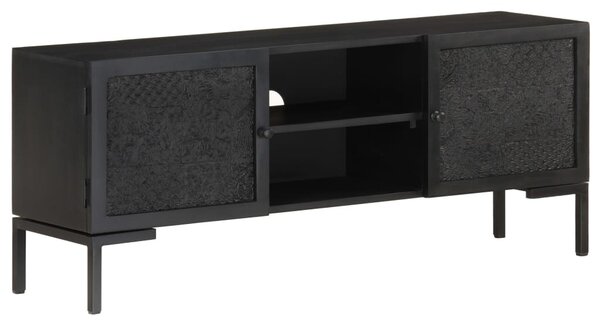 Fekete tömör mangófa TV-szekrény 115 x 30 x 46 cm