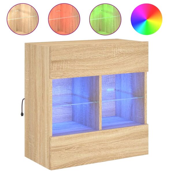 Sonoma tölgy színű fali TV-szekrény LED-del 58,5x30x60,5 cm