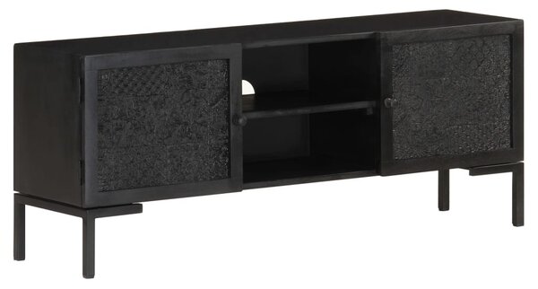 Fekete tömör mangófa TV-szekrény 115 x 30 x 46 cm