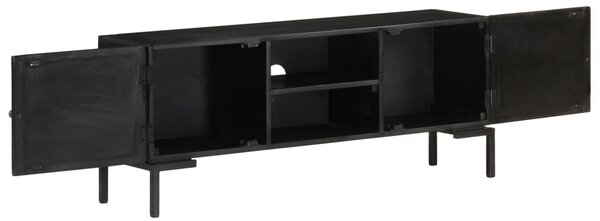 Fekete tömör mangófa TV-szekrény 115 x 30 x 46 cm