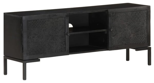 Fekete tömör mangófa TV-szekrény 115 x 30 x 46 cm