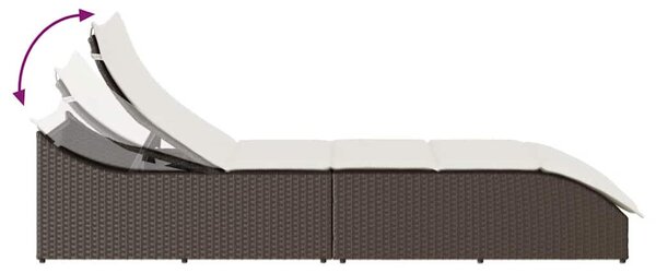VidaXL összecsukható napozóágy párnával és tárolóval, barna polyrattan