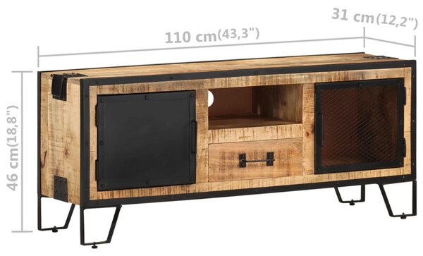 Nyers mangófa TV-szekrény 110 x 31 x 46 cm