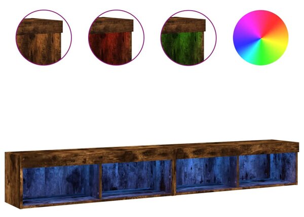 2 db füstös tölgy színű TV-szekrény LED-ekkel 100 x 30 x 30 cm