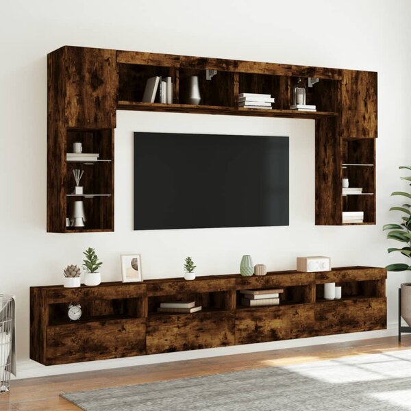 Füstös tölgy színű fali TV-szekrény LED-ekkel 60x30x40 cm