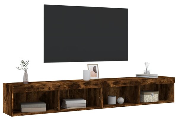 2 db füstös tölgy színű TV-szekrény LED-ekkel 100 x 30 x 30 cm