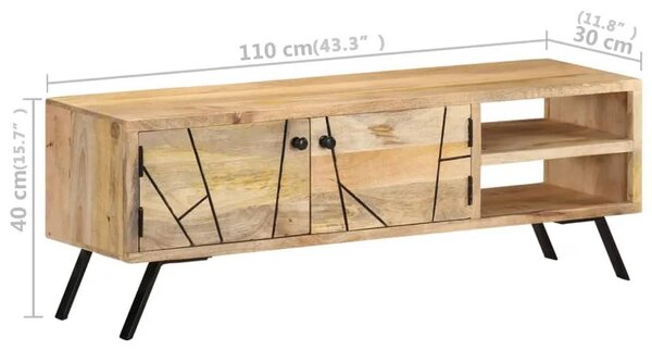 Tömör mangófa TV-szekrény 110 x 30 x 40 cm