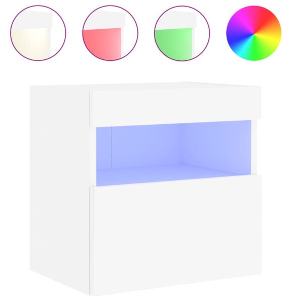 Fehér falra szerelhető TV-szekrény LED-lámpákkal 40x30x40 cm
