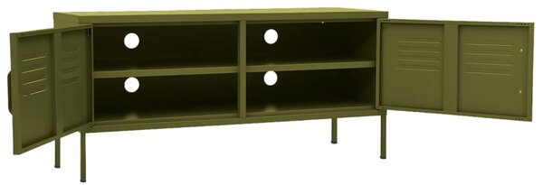 Olívazöld acél TV-szekrény 105 x 35 x 50 cm