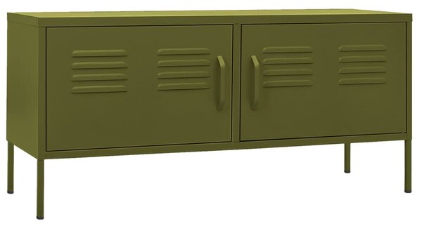 Olívazöld acél TV-szekrény 105 x 35 x 50 cm