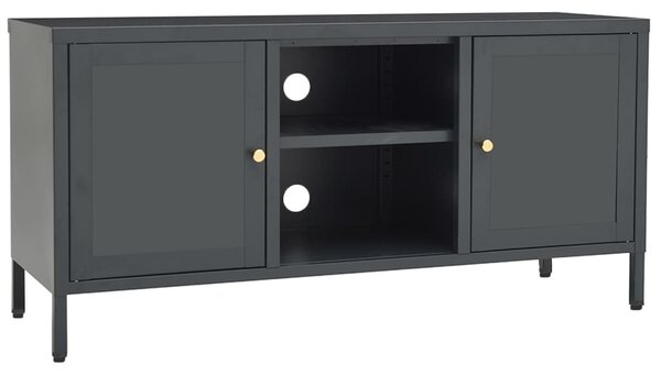 Antracitszürke acél és üveg TV-szekrény 105 x 35 x 52 cm
